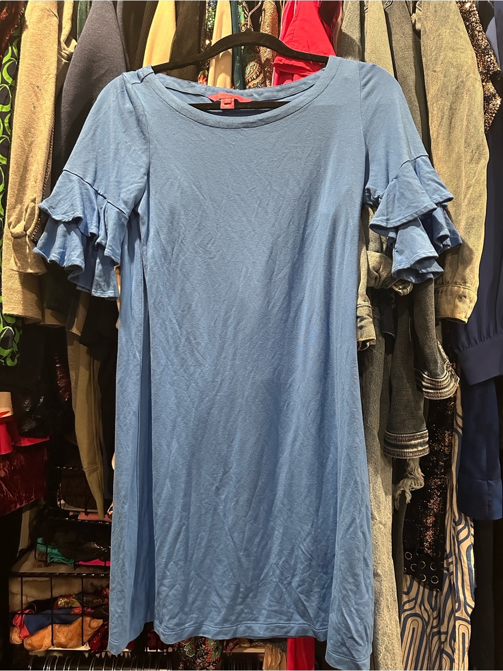 Lilly Pulitzer Casual Blue Ruffle Sleeve Dress size small
